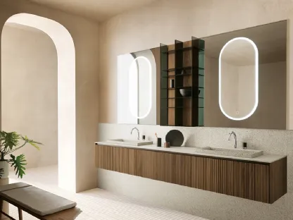 Mobile da Bagno sospeso in Noce Canaletto Tulle Cannettato 01 di Archeda